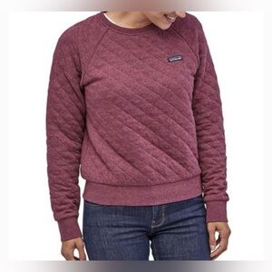 Patagonia Organic Cotton Quilted Crew Neck Sweater Burgundy XL Flaw